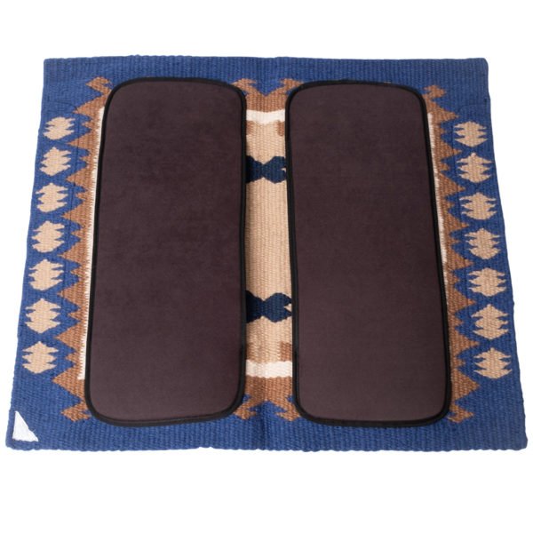 New Zealand Merino Blanket Saddle Pad in Blue/Brown/Cream